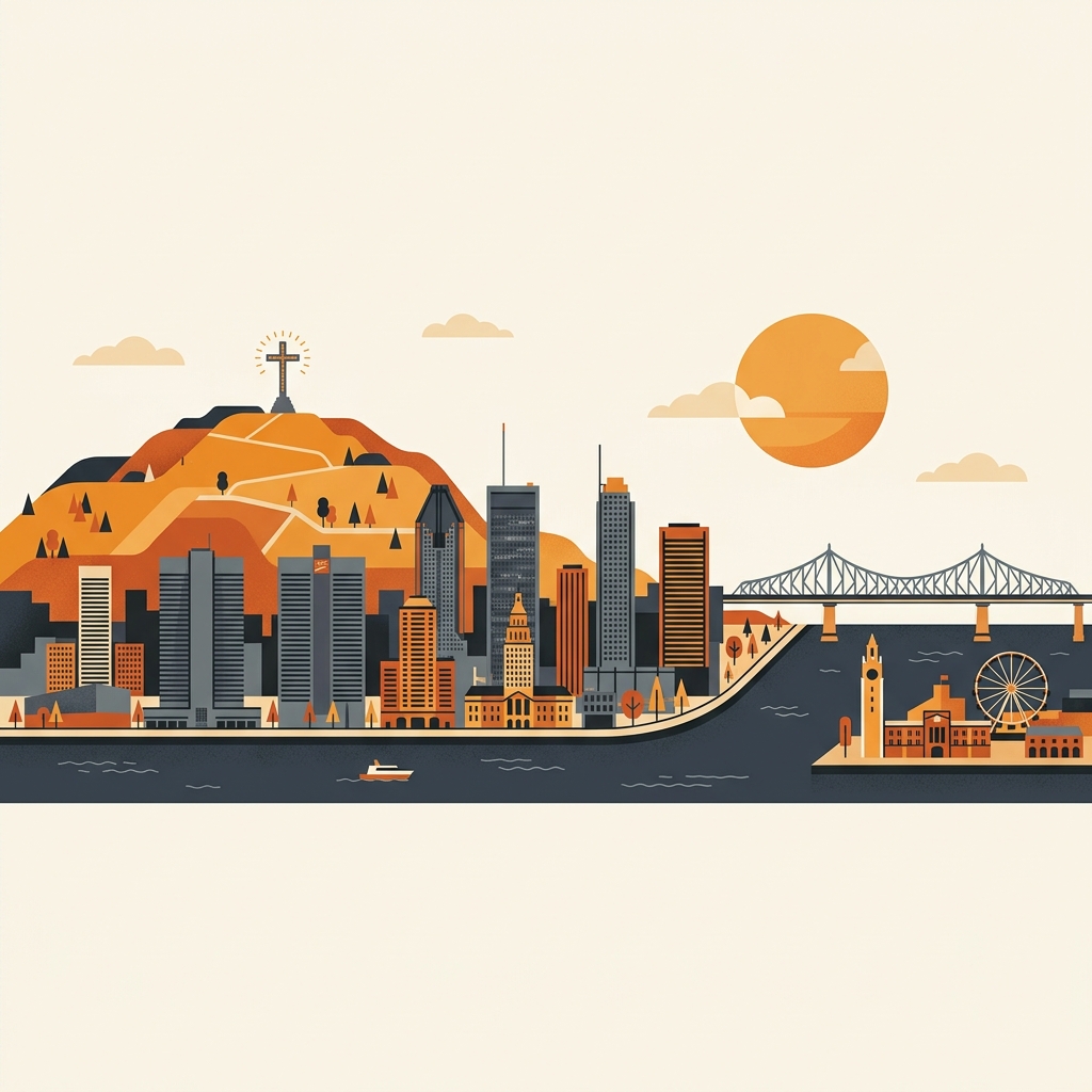 Montreal skyline graphic illustration
